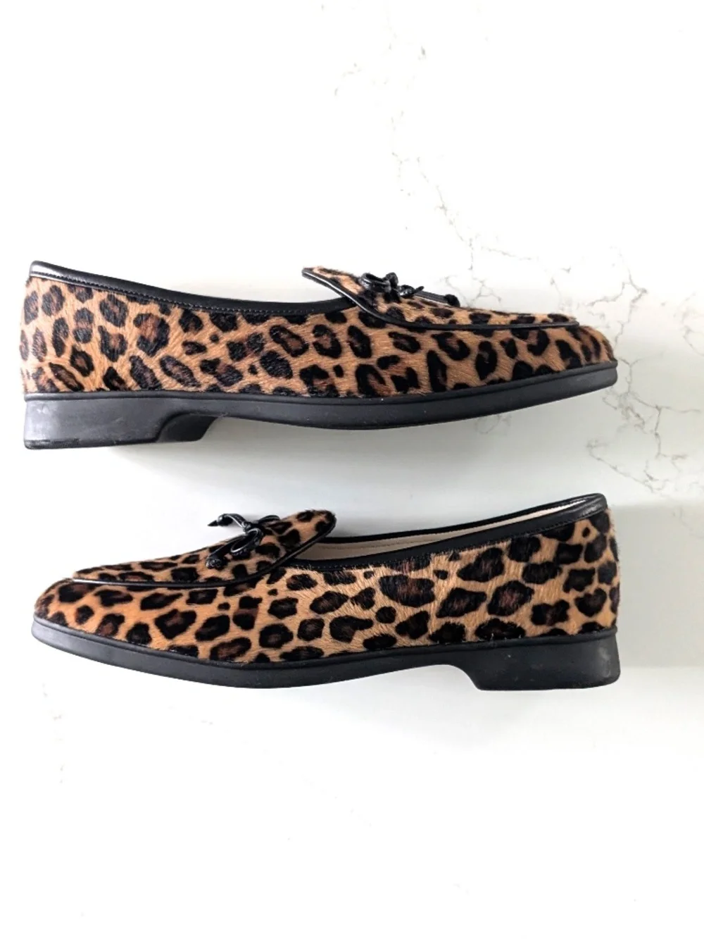 Baudoin & Lange Stride String Loafers Leopard Calf Hair Shoes EU 36 US 5.5-6 NIB